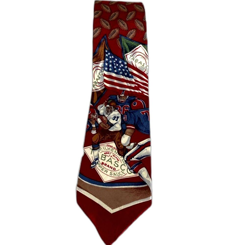 Vintage Tabasco Football/USA themed Tie 100% imported silk - Made in the USA